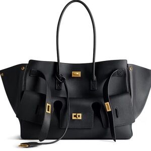 Soreza. REDUCED. All Offers Welcomed. Chic Black Tote Bag with Gold Accents